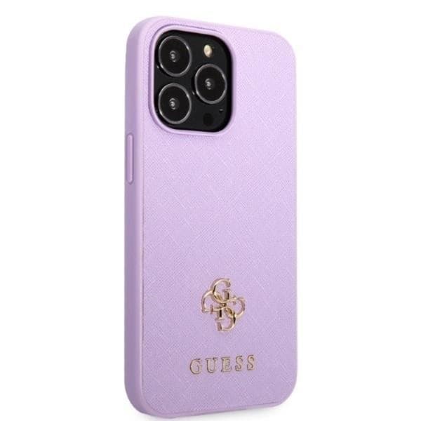 Guess Mobilskal till iPhone 13 Pro Saffiano Small Metall Logo Rosa