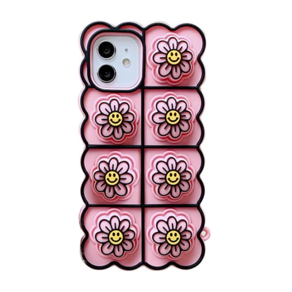 Smiley Flower Pop it Fidget etui til iPhone 11 - Magenta