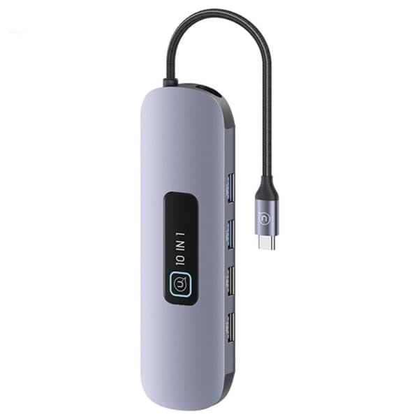 USAMS 10in1 Hubb 100W 3xUSB-A USB-C HDMI TF SD RJ45. VGA Svart