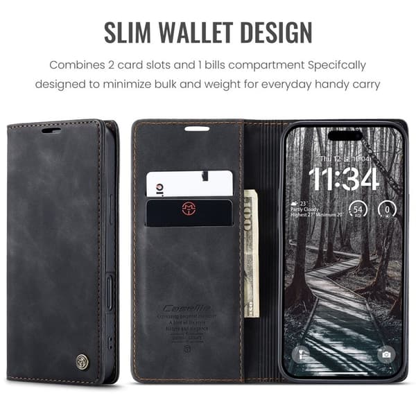 CASEME 013 iPhone Air Case Plånboksfodral Konstläder - Svart