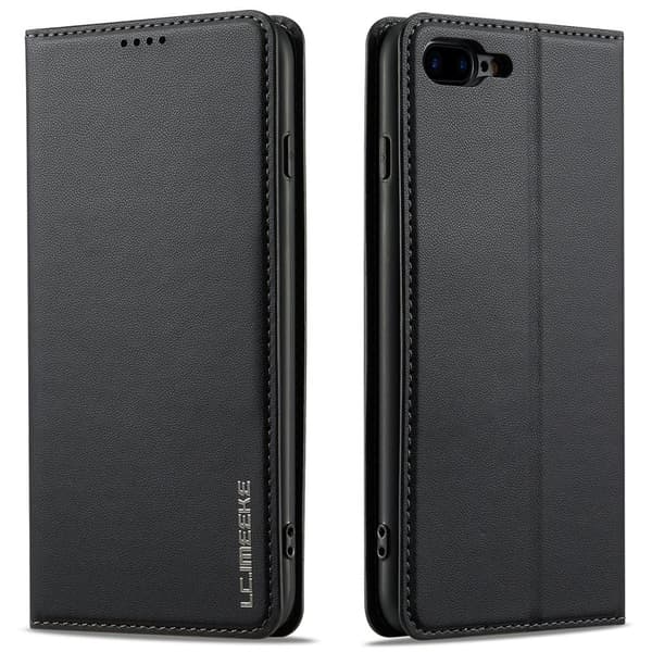 LC.IMEEKE L1 Series iPhone 8 Plus Plånboksfodral Konstläder - Svart