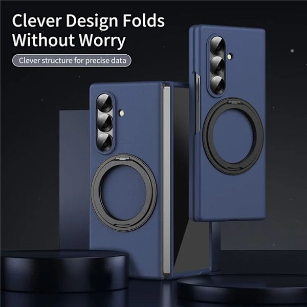 Mobilskal till Galaxy Z Fold7 5G Ring Kickstand Hård PC - Blå Blå