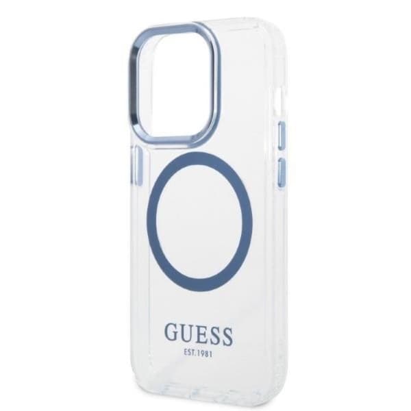 GUESS iPhone 14 Pro Max Skal Magsafe Metal Outline - Blå Blå