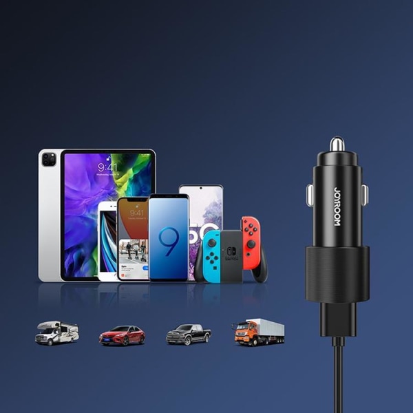 Joyroom Billaddare 24W 3in1 Kabel USB-C/micro USB/Lightning 1.2m