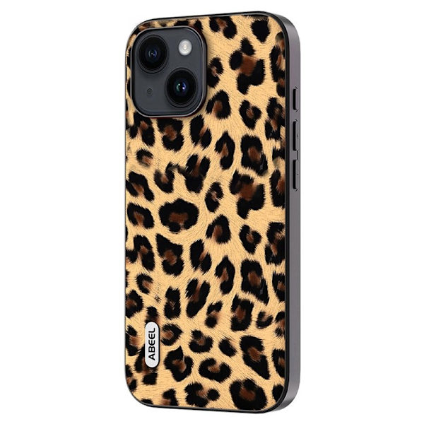 ABEEL Mobilskal till iPhone 14 Plus PU Läder Leopard Textur Champagne Guld