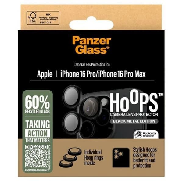 PanzerGlass iPhone 16 Pro/16 Pro Max kameralinsedæksel hærdet glas Black