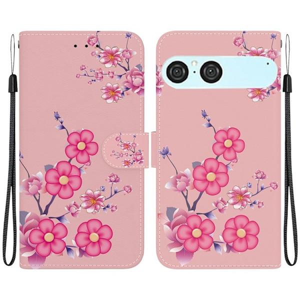 Sony Xperia 10 VII Konstläder Plånboksfodral Pattern Printing - Sakura Rosa