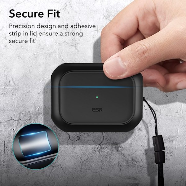 ESR Magsafe Airpods Pro 1/2 Skal Orbit Halolock - Svart Svart