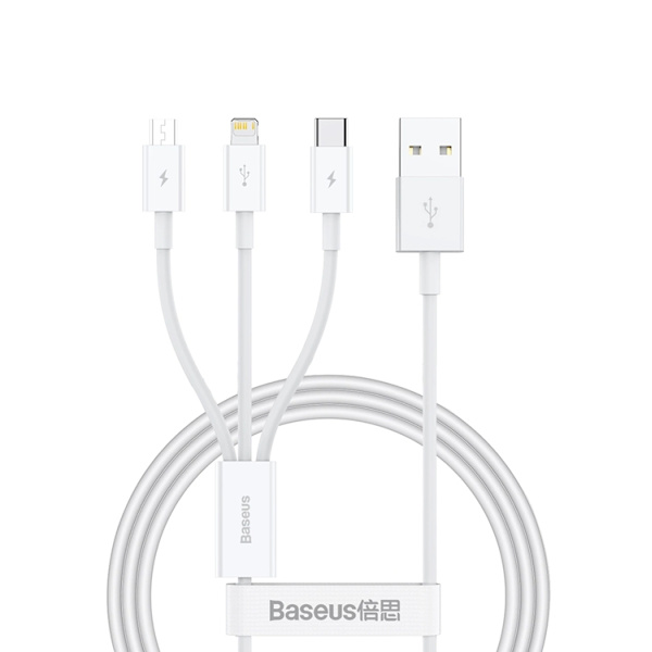 Baseus 3in1 USB-A till USB-C, Lightning, microUSB kabel 1m 3.5A