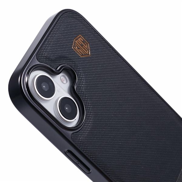 KIGC Mobilskal till iPhone 16 Electroplating PC + TPU + PU Svart
