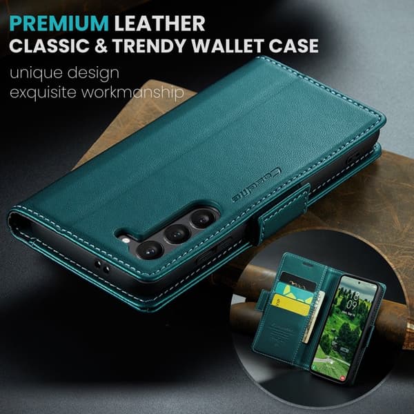 CASEME Plånboksfodral Konstläder för Samsung Galaxy S25+ - Grön