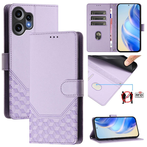 Nothing CMF Phone 2 Pro Plånboksfodral Imprinted Honeycomb RFID Lila