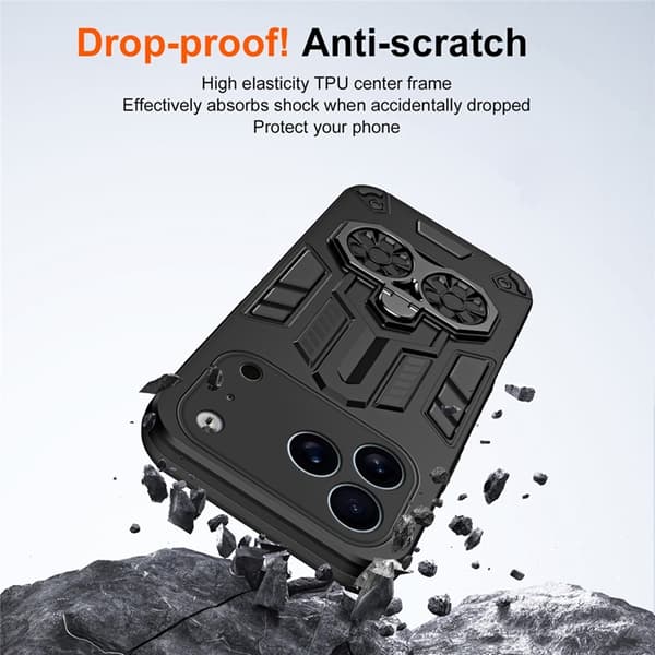 Mobilskal till iPhone 17 Pro Max Ringhållare Kickstand - Svart Svart