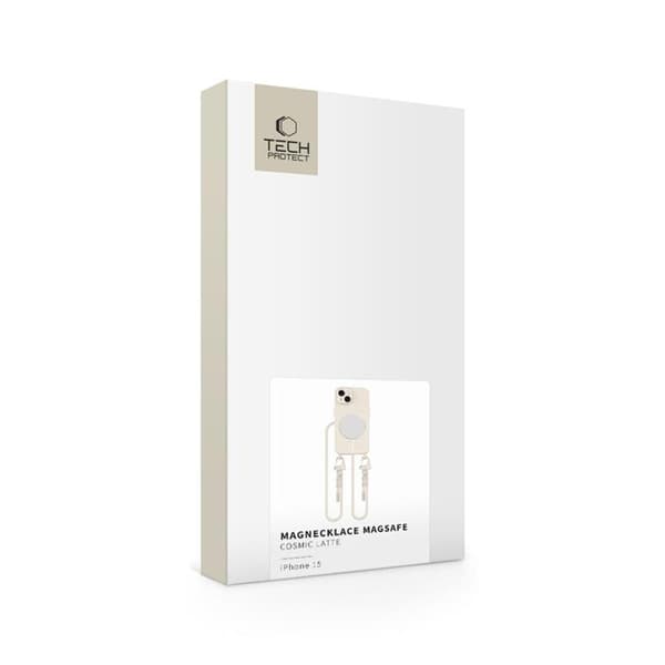 Tech-Protect iPhone 15 Mobilhalsband Skal Magsafe Magnecklace Beige