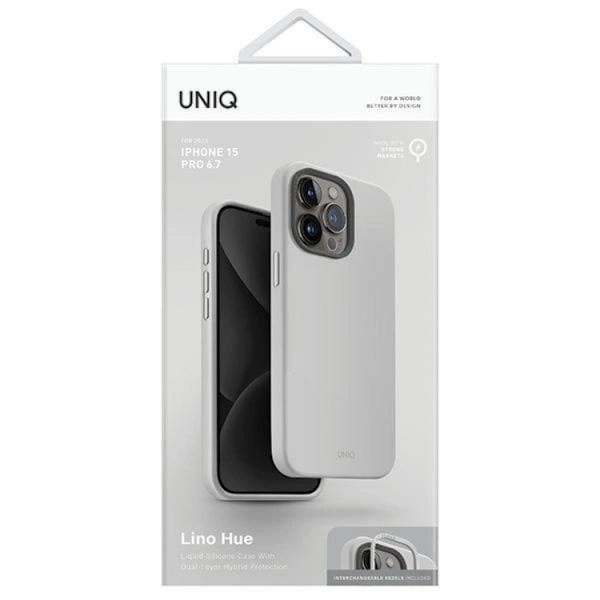 Uniq iPhone 15 Pro Max Mobilskal Magsafe Lino Hue - Grå