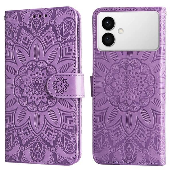 Galaxy S26 Edge Plånboksfodral Sunflower Imprint Konstläder - Lila Lila