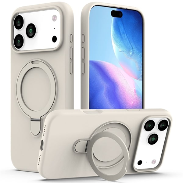 Mobilskal till iPhone 17 Pro MagSafe Kickstand PC + Silikon - Antikvit Vit