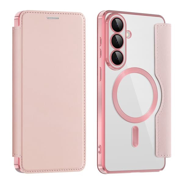 Mobilskal för Samsung Galaxy S26 Magnetiskt Konstläder RFID - Rosa