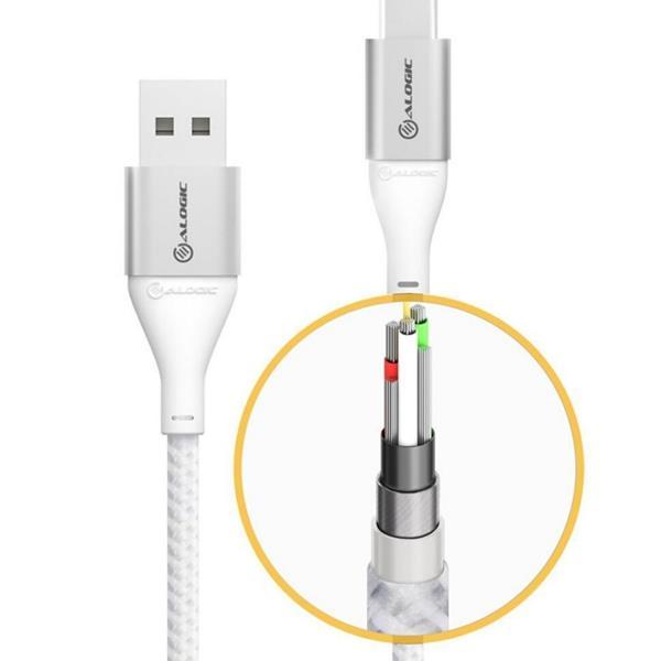 ALOGIC Ultra USB-A–USB-C-kaapeli 3 m- hopea Silver