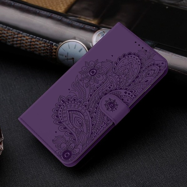 Kukat iPhone 13 Pro -lompakkokotelo - violetti
