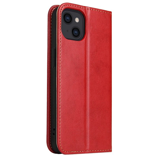 FIERRE SHANN för iPhone 15 Plus Plånboksfodral Konstläder - Röd