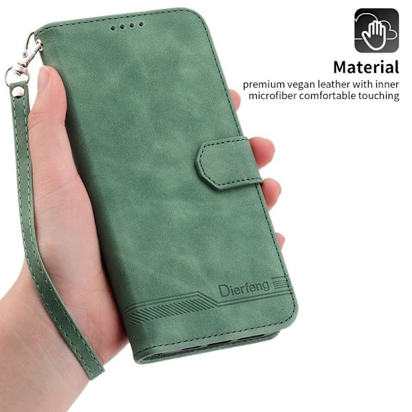 DIERFENG DF-03 iPhone 14 Pro Max Plånboksfodral Konstläder - Grön