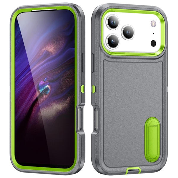 Mobilskal till iPhone 17 Pro Kickstand Silikon - Grå/grön Grön