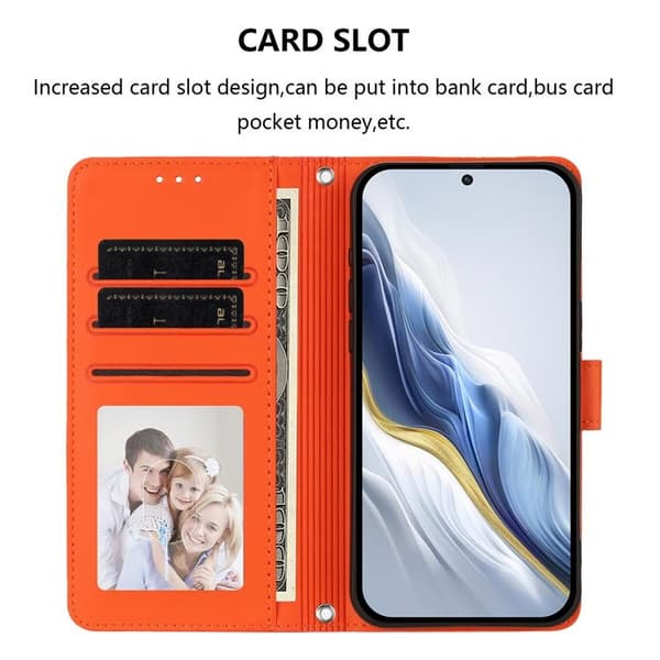 Sony Xperia 10 VII Konstläder Plånboksfodral Med Handledsrem - Orange Orange