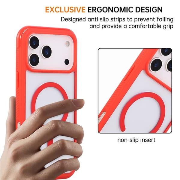 Mobilskal till iPhone 17 Pro Max MagSafe TPU+PC Transparent - Röd Röd