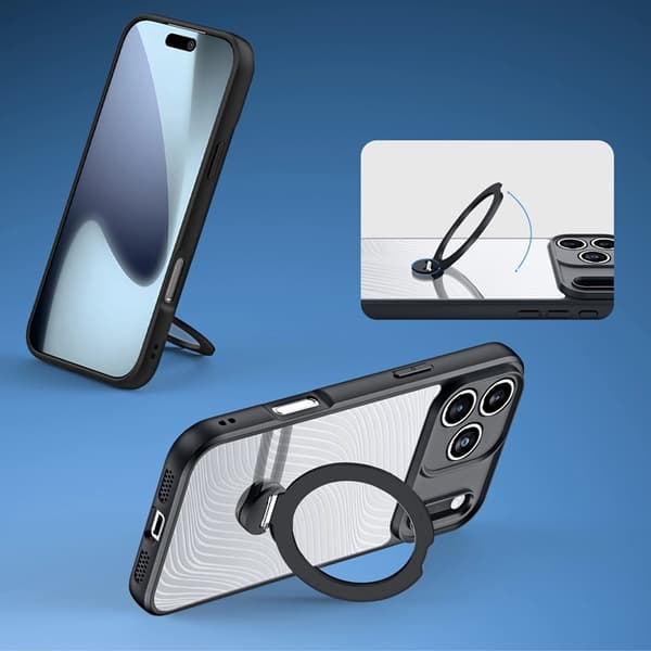 Dux Ducis telefontaske til iPhone 17 Pro MagSafe Aimo med stativ - sort Svart