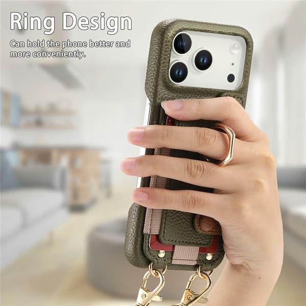 Mobilskal till iPhone 17 Pro Max med Korthållare Ring Kickstand - Blå Blå