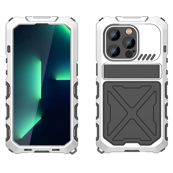 R-JUST Mobilskal till iPhone 14 Pro Max i Silikon och Metall - Silver