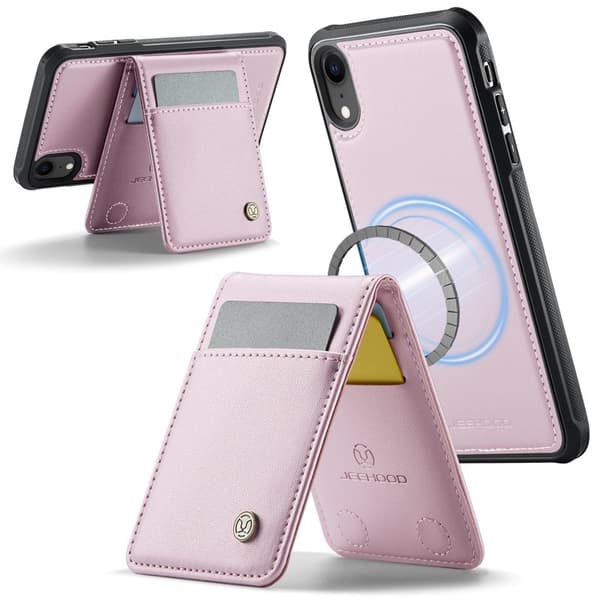 JEEHOOD J06 Mobilskal till iPhone XR Läder MagSafe RFID Skydd - Rosa