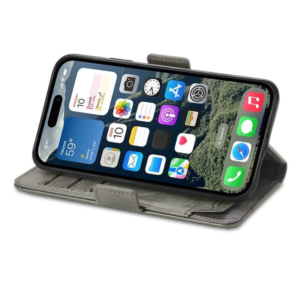 CASENEO Mobilskal till iPhone 17 KonstLäder med RFID-Skydd - Grå