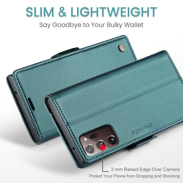 CASEME Plånboksfodral Konstläder för Samsung Galaxy Note20 Ultra - Grön