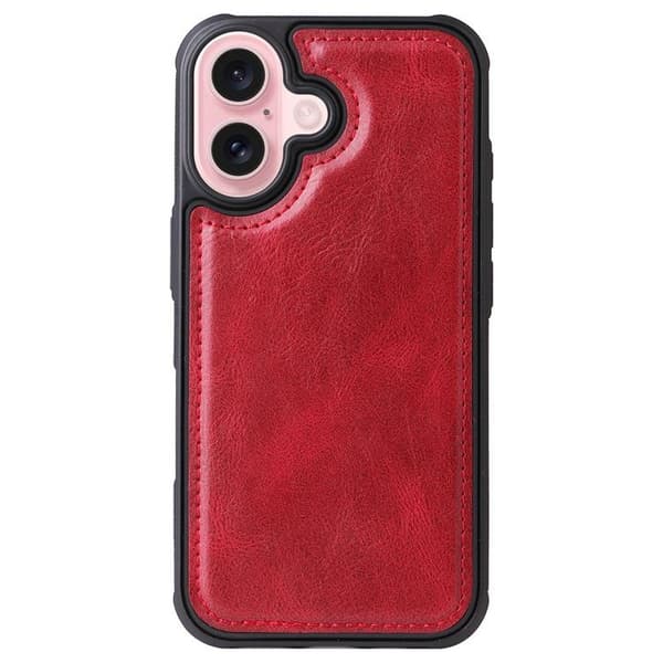 iPhone 17 Konstläder Plånboksfodral Detachable Zipper - Röd Röd
