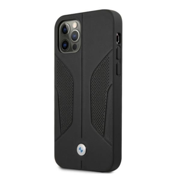 BMW Läder Perforate Sides Skal iPhone 12 Pro Max - Svart Svart