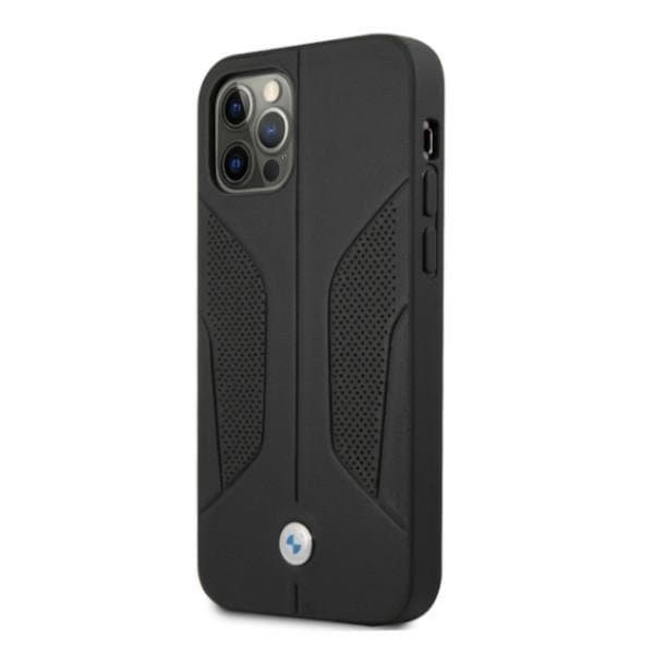 BMW Nahkainen Perforate Sides -kuori iPhone 12 Pro Max - Musta Black