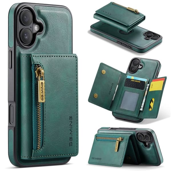 DG.MING M5 Series Mobilskal till iPhone 16 Detachable Konstläder Grön