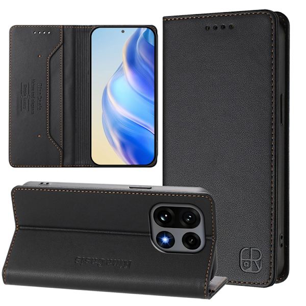 OnePlus 15 Plånboksfodral Rinacasis RFID-Skydd Konstläder Svart