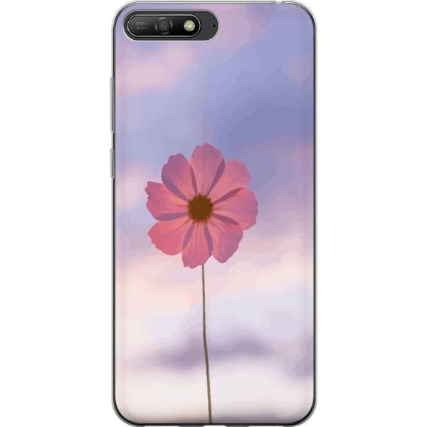 Mobiletui til Huawei Y6 (2018) med Lyserød Blomst