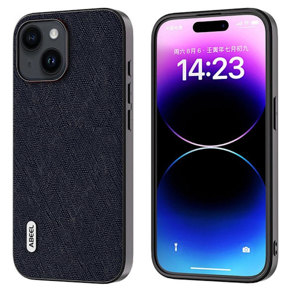 ABEEL iPhone 15 Plånboksfodral Äkta Läder Blå
