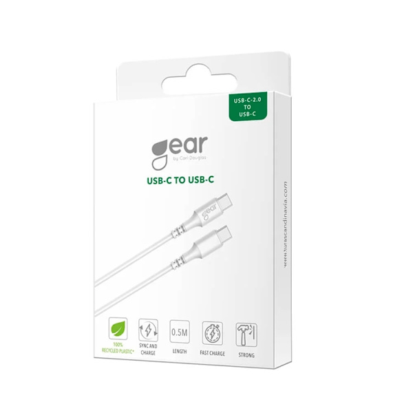 Gear USB-C til USB-C 2.0 0.5m kabel - hvid Vit