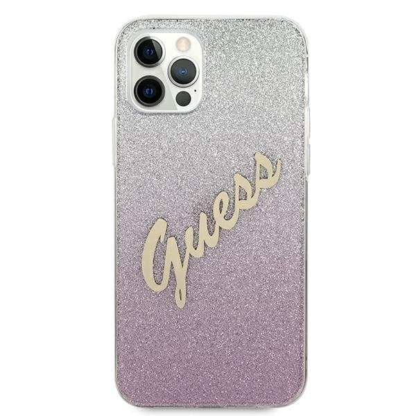 Guess iPhone 12 Pro Max Skal Glitter Gradient Script - Rosa Rosa