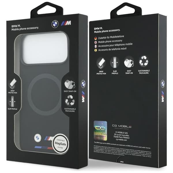 BMW telefontaske til iPhone 17 Pro Max MagSafe M Silikone Logo - Sort Svart