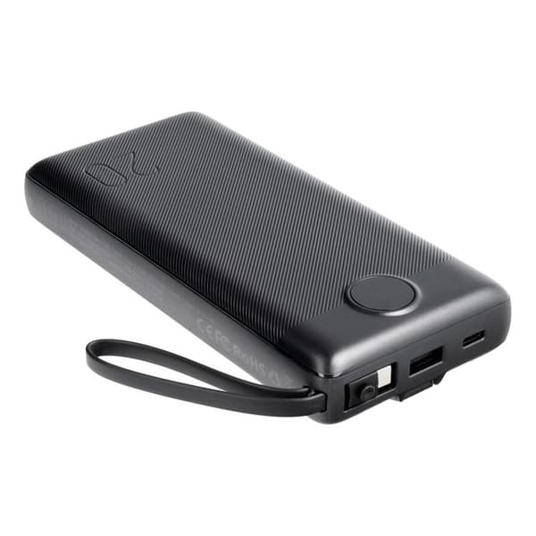 VEGER Powerbank 20000 mAh med Lightning/Typ-C/Micro-USB Kabel C20 Svart