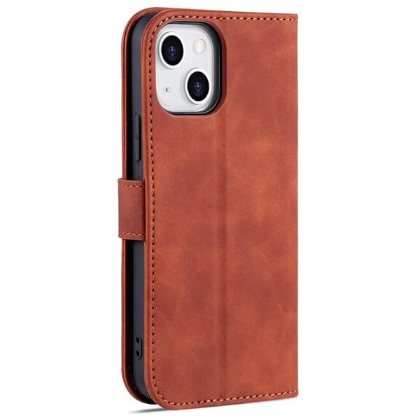 AZNS iPhone 14 Plånboksfodral Konstläder - Stöttålig - Brun