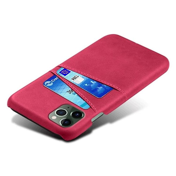 iPhone 14 Pro Skal Korthållare PU Läder - Magenta