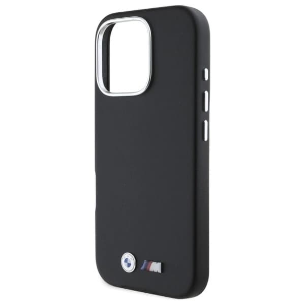 BMW telefontaske til iPhone 16 Pro Max glat fuldt indpakket metal - sort Black