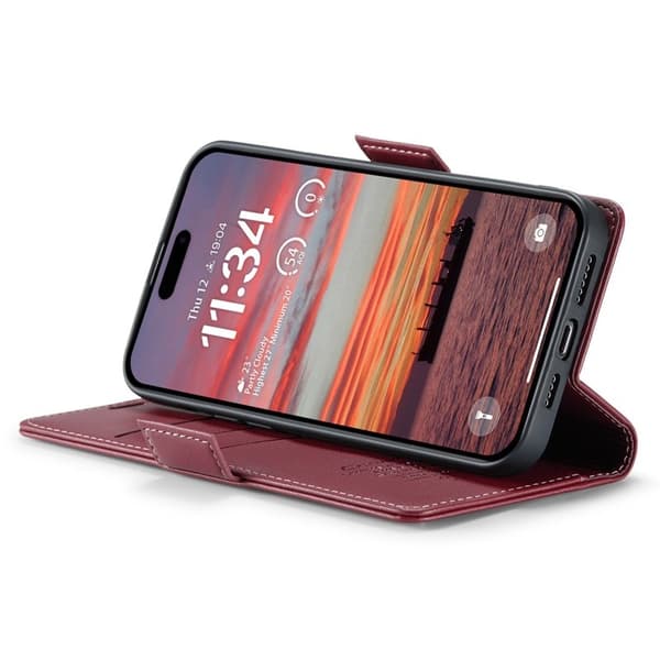 CASEME iPhone 16 Plånboksfodral Konstläder RFID-Skydd Röd
